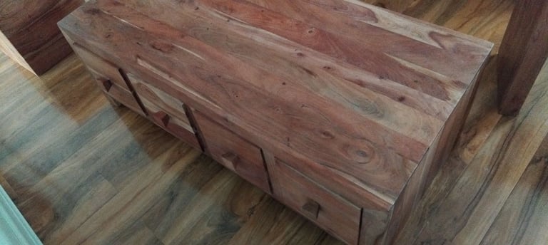 image for Mango Wood Coffee Table + Side Table + Cube.