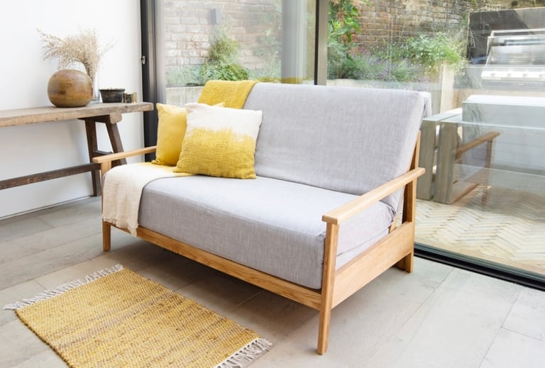 image for Solid Oak Haiku range Futon Company 2 seater sofa bed New condition