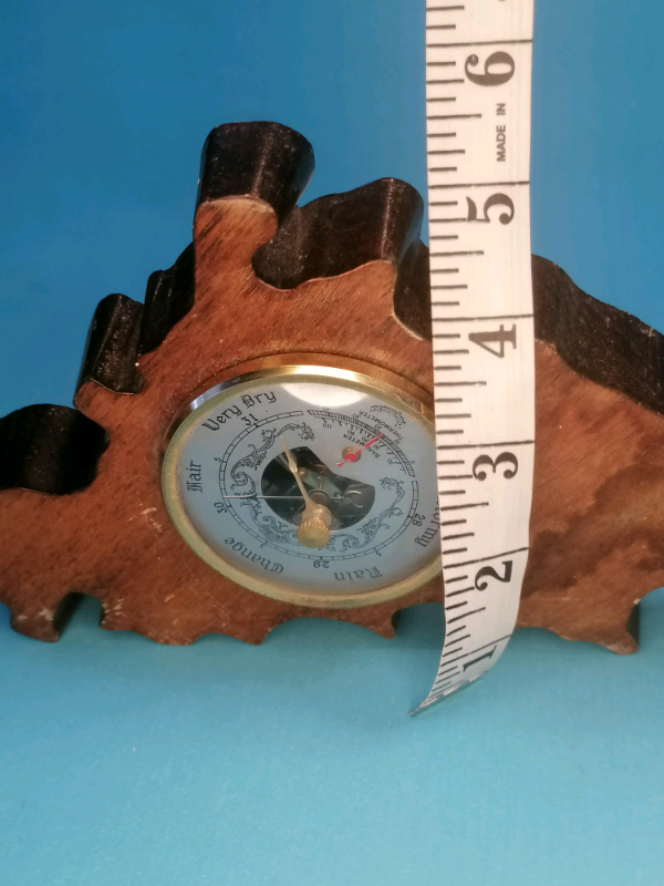 image for 5-inch Barometer, Termometer. in Extra Carved Wood Surround.