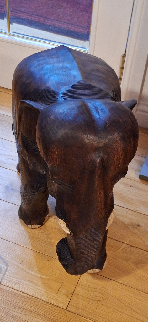 image for Amazing Elephant (15kg) Hand carved wood, in one piece. An eye catcher imported from Thailand