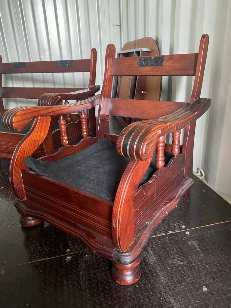 image for FREE Mahognay Conservatory 2 Seat sofa and Chair NO Cushions