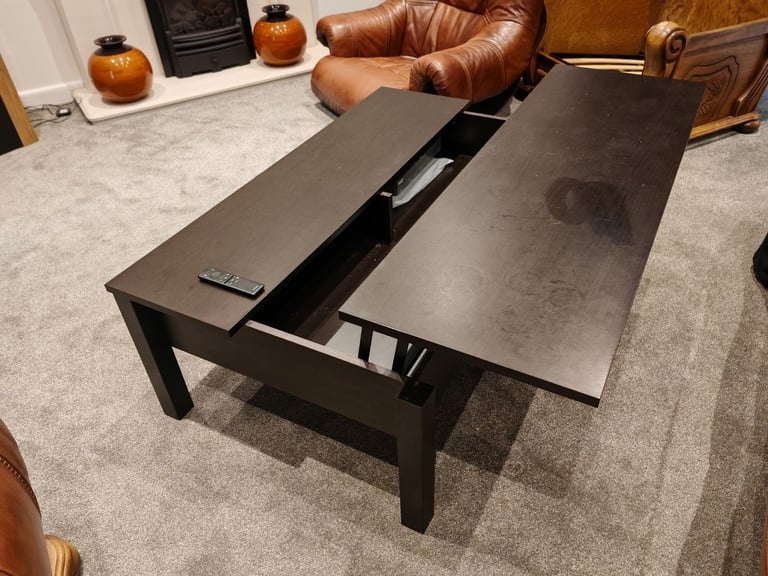 Coffee Table , unique with lift up side- Black - Good Condition