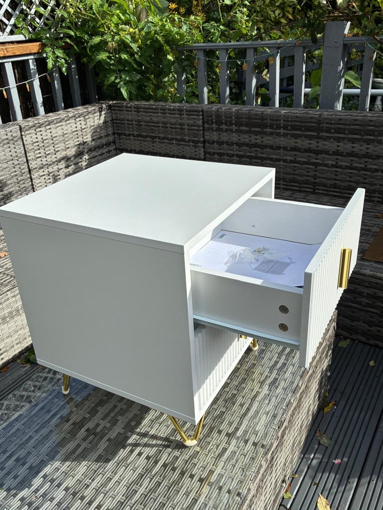 BOXED ALDEA 2 DRAWER BEDSIDE TABLE - WHITE £40