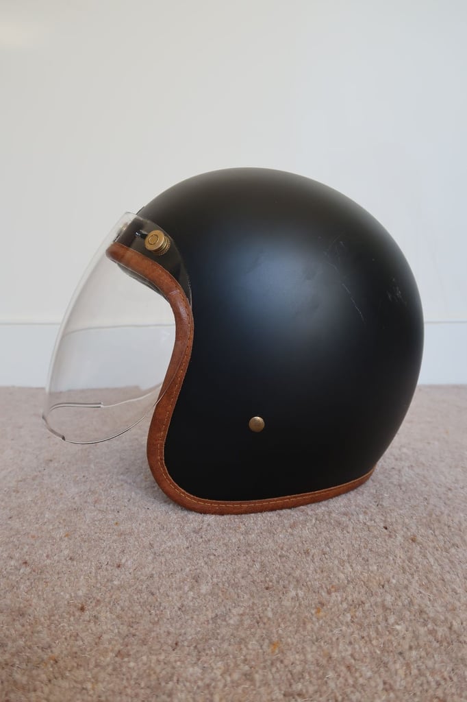 Hedon Hedonist Open Face Motorcycle Helmet with Detachable Clear Visor Size Medium