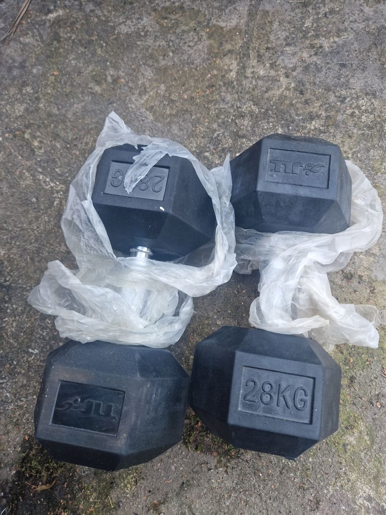 image for 2 x 28kg Hex Dumbbells, BRAND NEW 