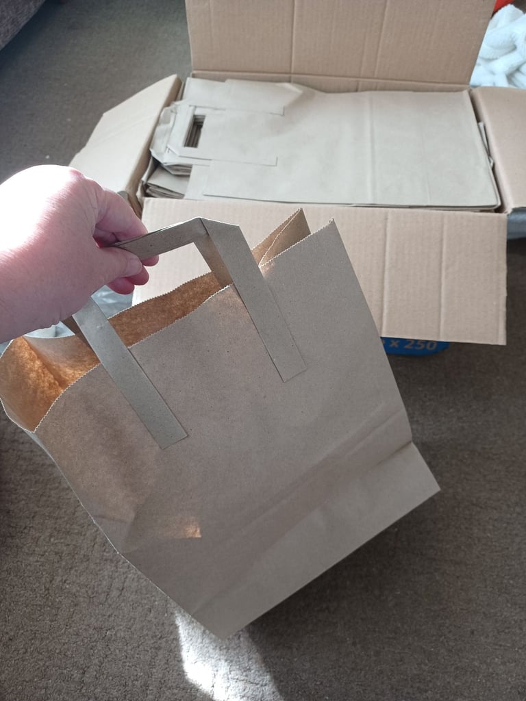 image for Paper carrier bags. Box of 250. New.