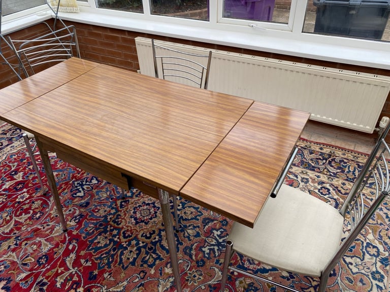 image for Vintage 1960s French Supermatic by Brevet Extendable Dining Table and 3 Chairs
