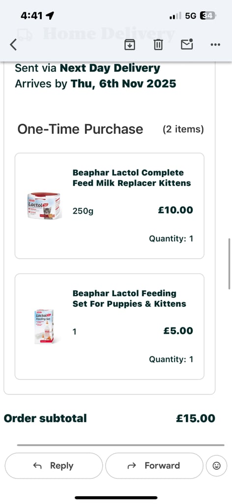 Kitten milk (from birth) and nursing bottles