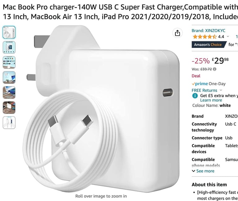 Mac Book Pro USB-C Super Fast Charger 140W