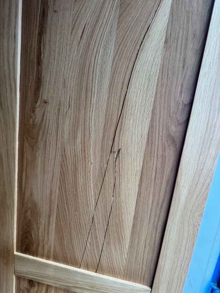 Romsey Solid oak wardrobe from oak furniture land RRP £794 Crack in front panel possible delivery