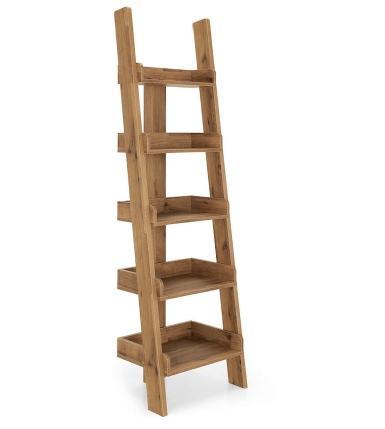 ‘Next’ Dark Bronx Oak Effect Narrow Ladder Shelf