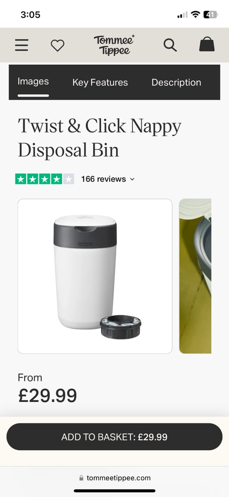 Twist & Click Nappy Disposal Bin from Tommee Tippee