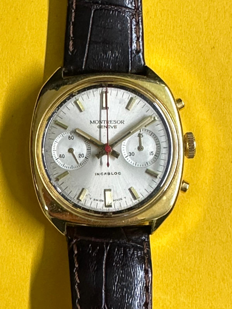 image for Swiss Chronograph MONTRESOR gold plated watch 35mm Landeron  Cal 248