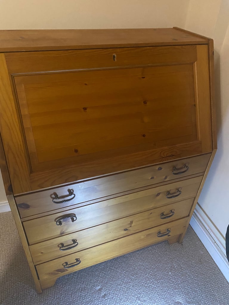 Writing chest of draws wooden oak 