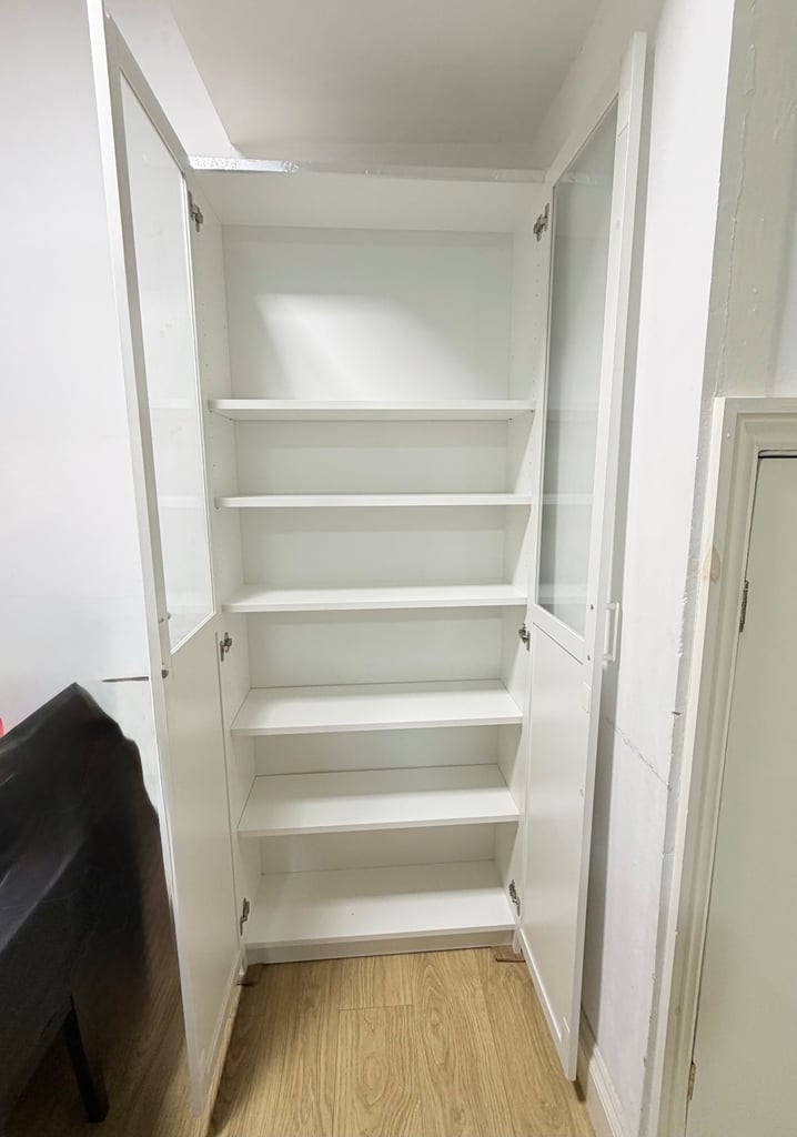 IKEA BILLY / OXBERG Bookcase with panel/glass doors, white, 80x30x202cm