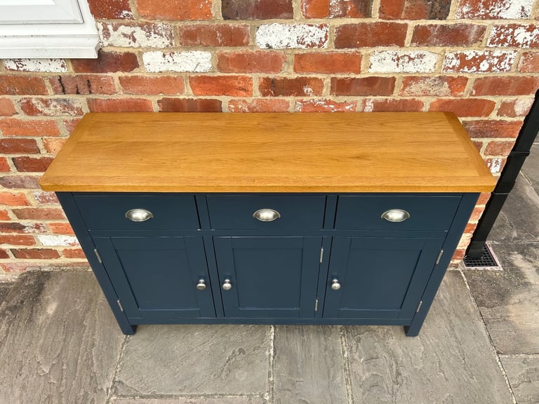 Large Oak & Navy Painted Sideboard - Excellent Condition 