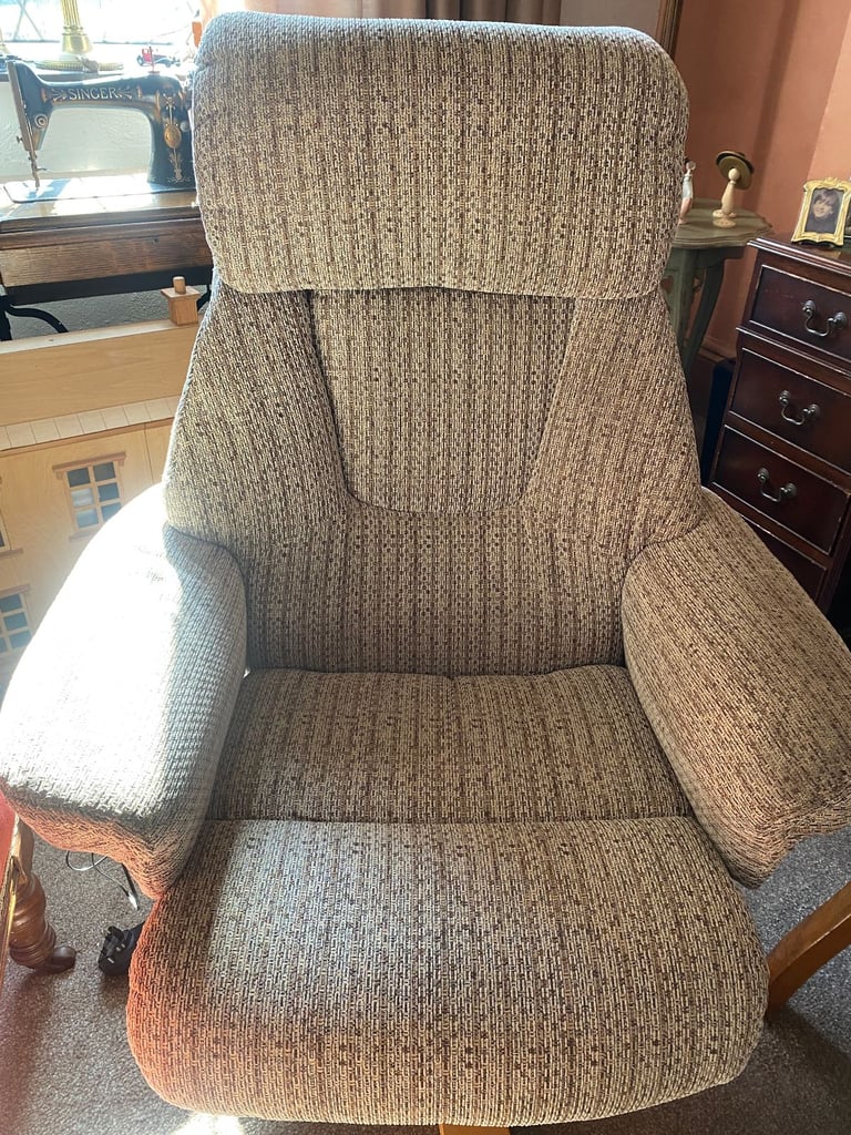 image for Heat and Massage Swivel Recliner Chair and Footstool 