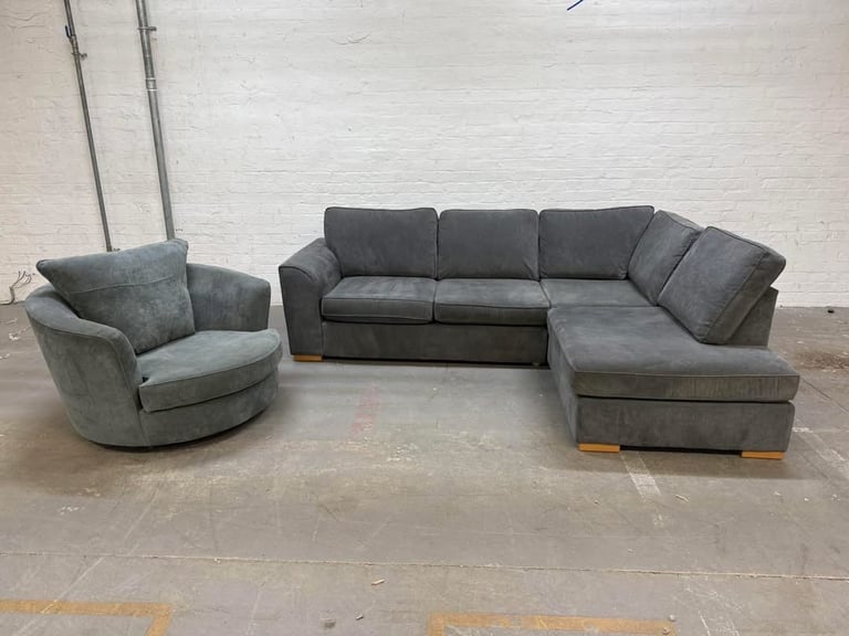 DFS Orka Corner Sofa with Matching Swivel Chair  FREE SAME/NEXT DAY DELIVERY