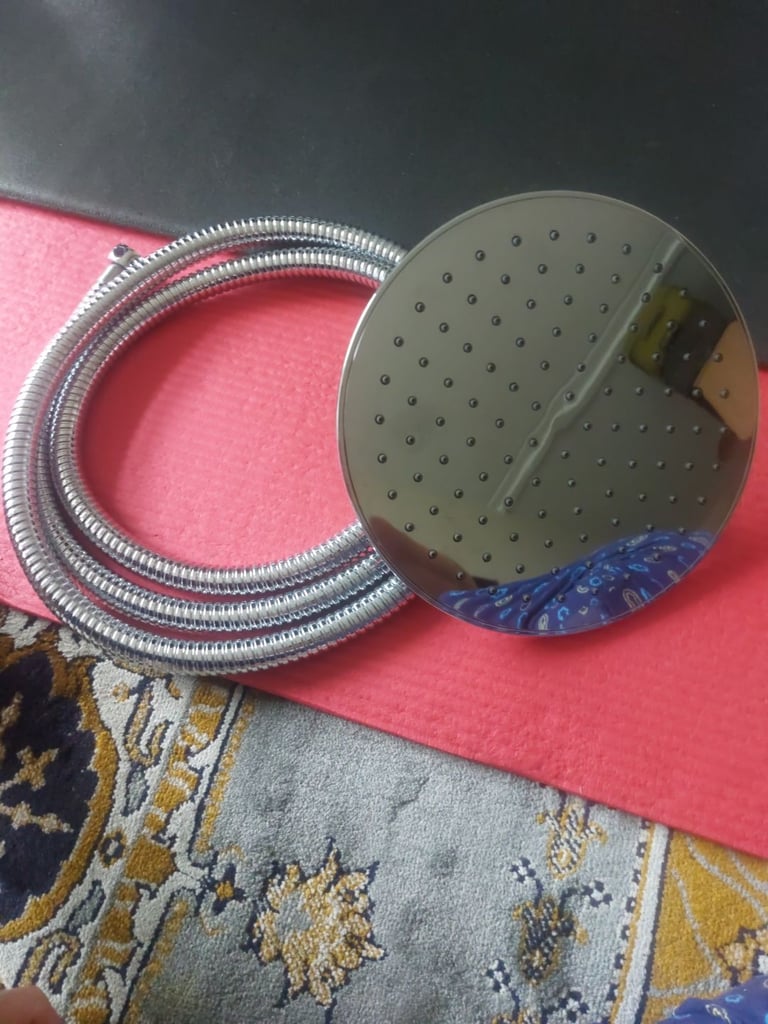 image for Round Shower Head with A Flexible Hose Stainless Steel. Brand New