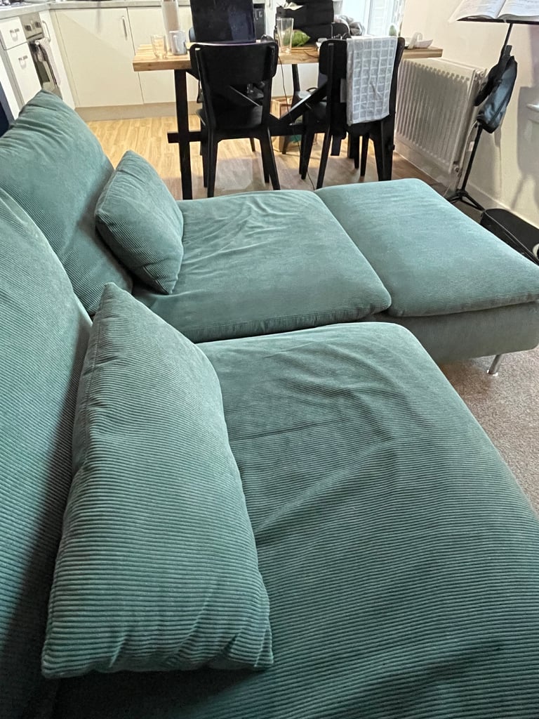 2-seat sofa with chaise longue, Kelinge grey-turquoise-IKEA