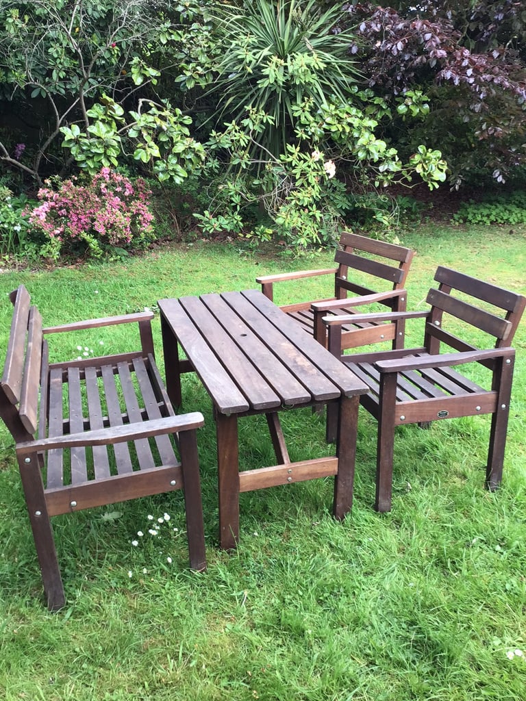 TEAK GARDEN BENCH, TABLE & 2 CHAIRS. in Pinner, London Gumtree