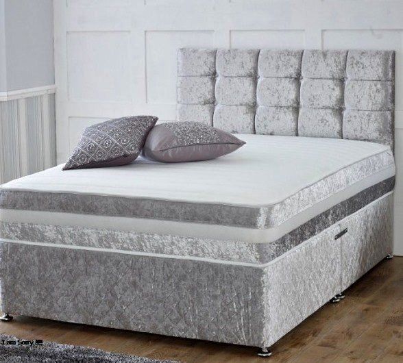 image for Double Divan Bed Frame with Storage Drawers and Mattress 