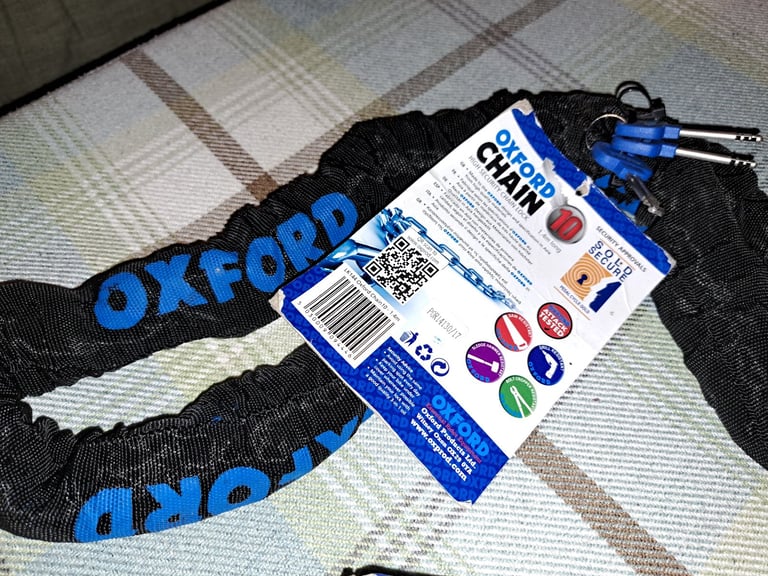 MOTORBIKE CHAIN LOCK & ANCHOR: #NEW#- £45 for Both OXFORD CHAIN 10 LOCK LK144 & OXFORD ANCHOR LK395 