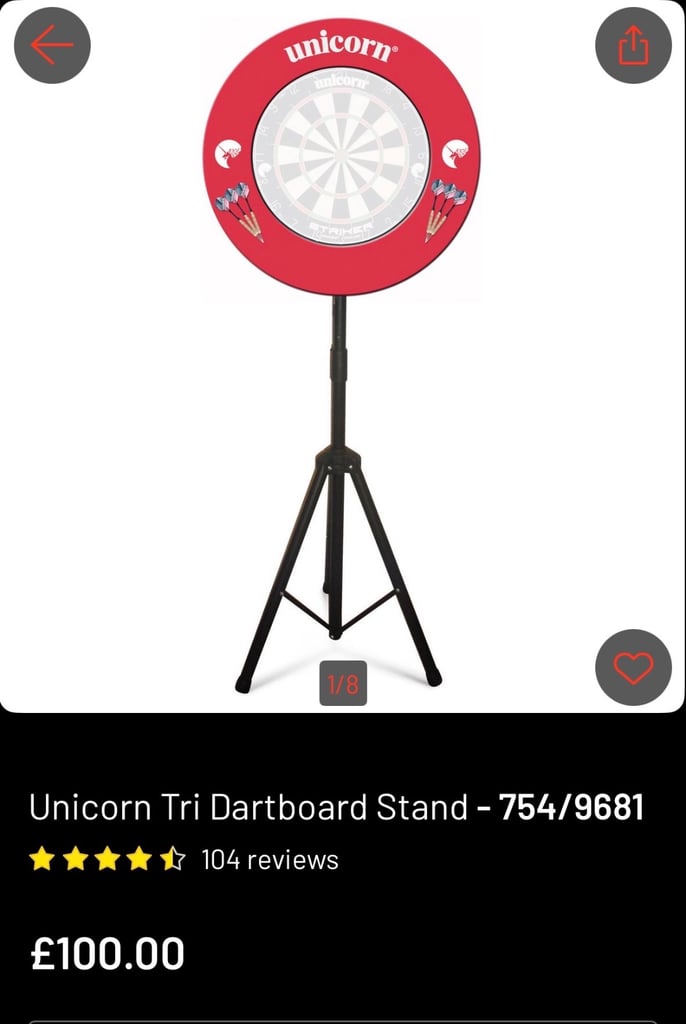 Unicorn tri dartboard stand (like new )