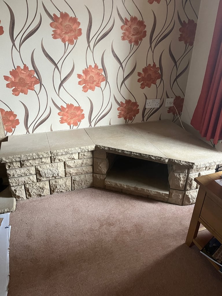 Decorative bricks from fireplace and corner unit