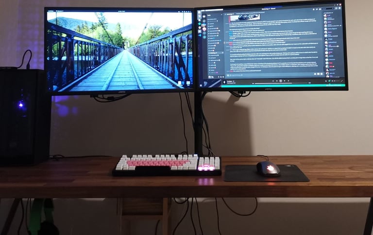 image for Two 27 inch monitors with a monitor arm