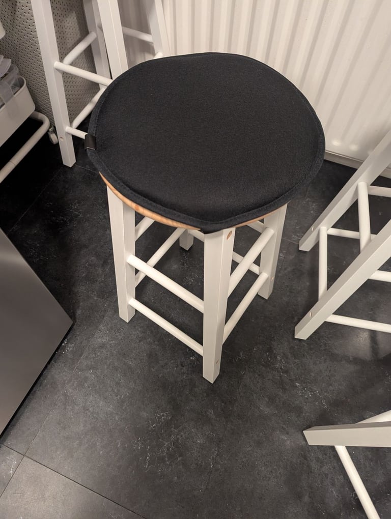 Habitat 4 as new wooden stools with clip of seatpads 