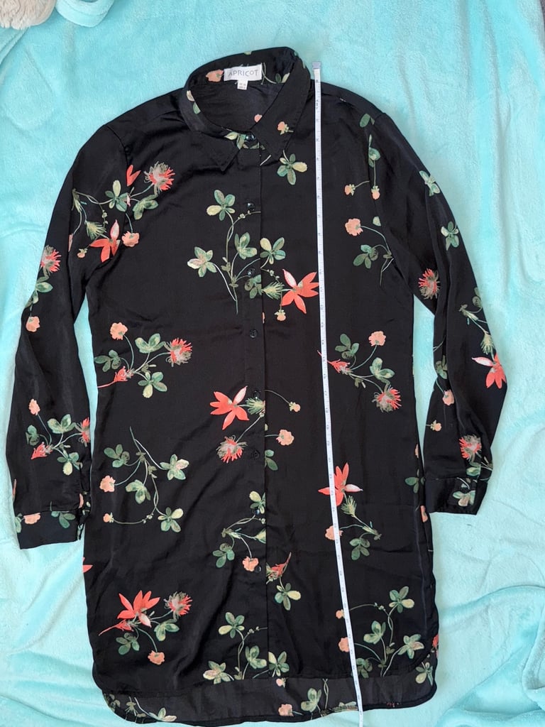 Women’s Apricot Satin Floral Shirt Dress size 10