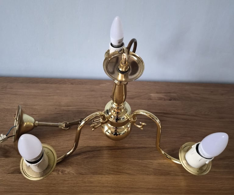 Flemish 3 Light Polished Brass Chandelier