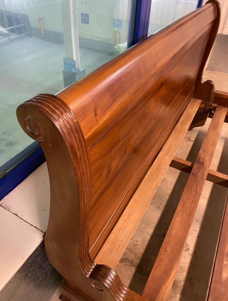 Solid Teak King Size Sleigh Bed