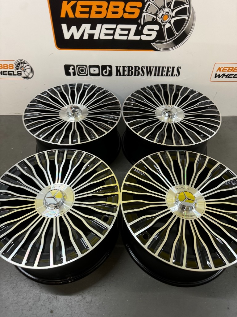 20" 2025 MERCEDES MAYBACH STYLE ALLOY WHEELS BLACK MACHINED C CLASS E CLASS S CLASS