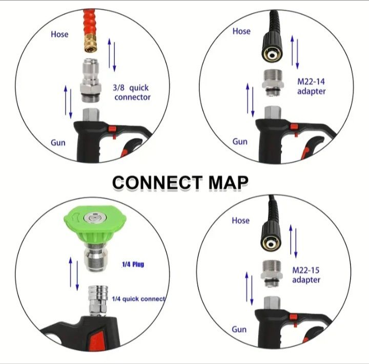 5000 psi 345 bar Nilfisk short Pressure Washer Gun swivel 1/4″ QUICK connect new