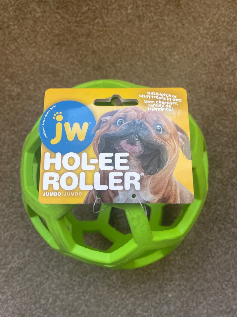 JW Hol-ee Roller Jumbo Dog Toy, Natural Rubber Fetch Toy for Large Breed Dogs
