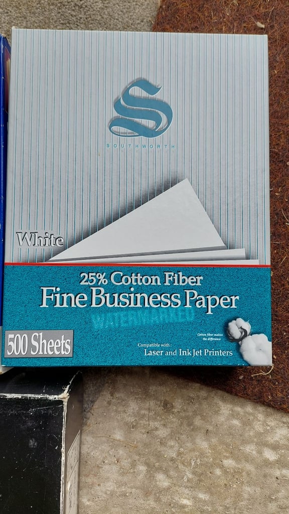 Stationary,  two boxes of paper & Drawer folders