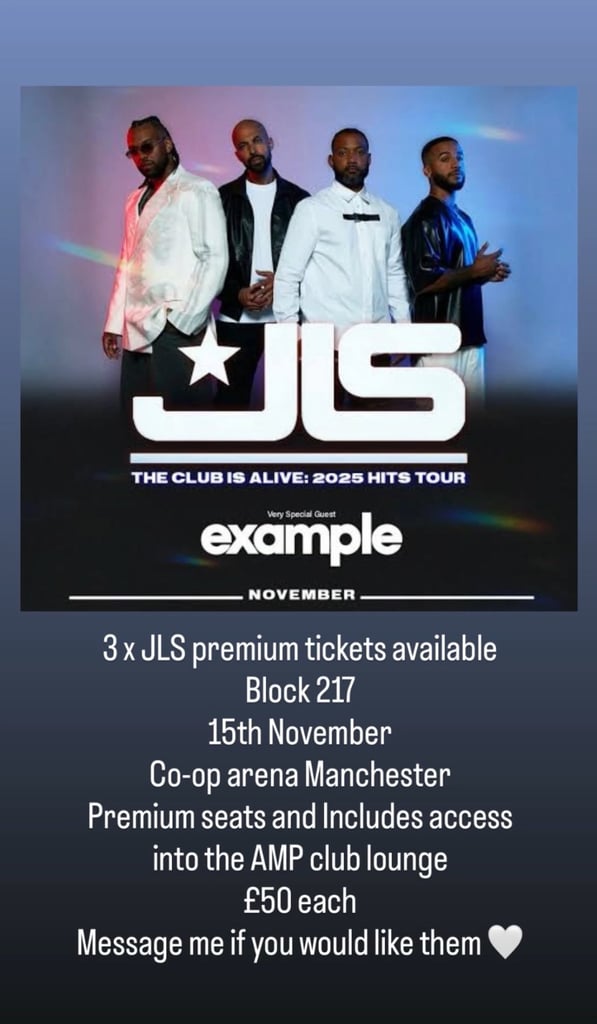 image for JLS concert tickets PREMIUM