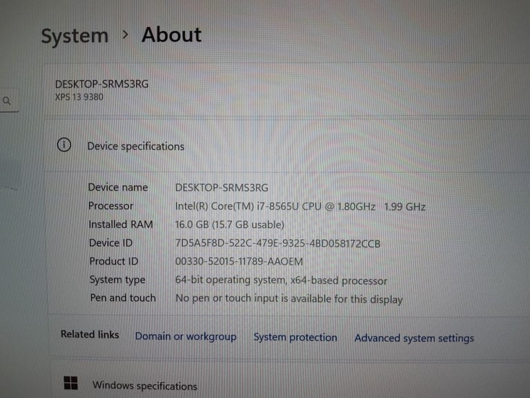 **DELL XPS 13 9380 - INTEL I7 8565U - 1TB SSD 16GB RAM - WINDOWS 11 - NEW BATTERY**