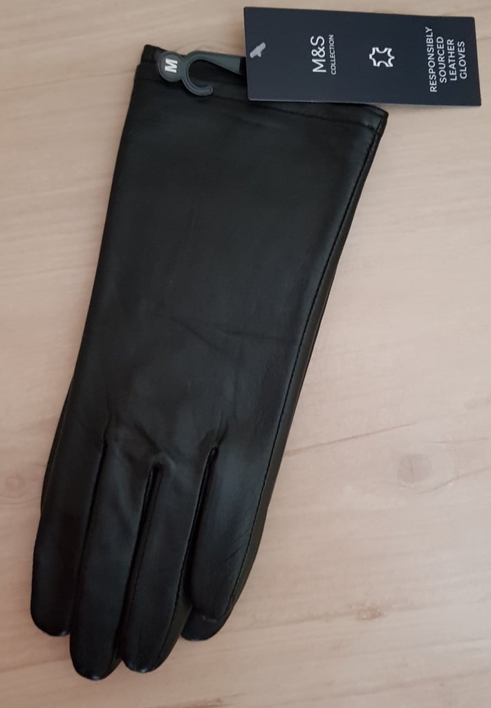 New Ladies M&S Black Leather Gloves 