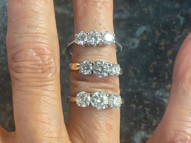 18ct Gold Diamond Trilogy Rings. See description for details, prices. Coll/ del only.