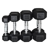 Hill Icon Rubber Hex Dumbbells 2.5kg - 50kg (Pairs) - Weights Gym
