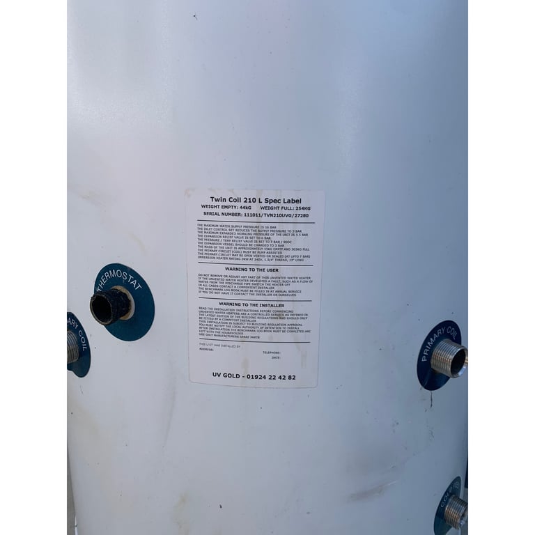 210 twin coil unvented cylinder 