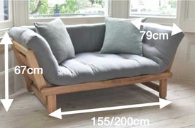 Solid Oak Twingle day sofa bed from Futon Company - NEW IN BOX