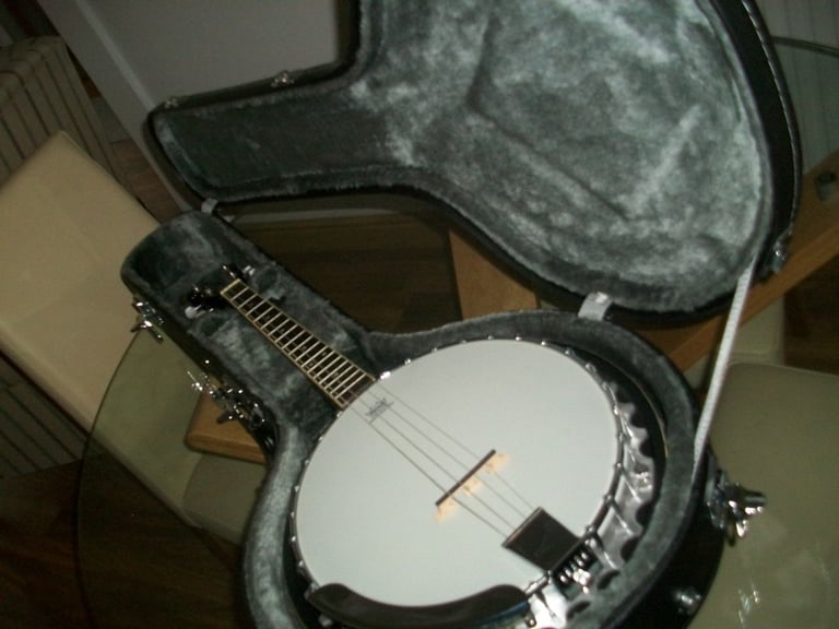 NEW   4 string tenor banjo and hard case   NEW