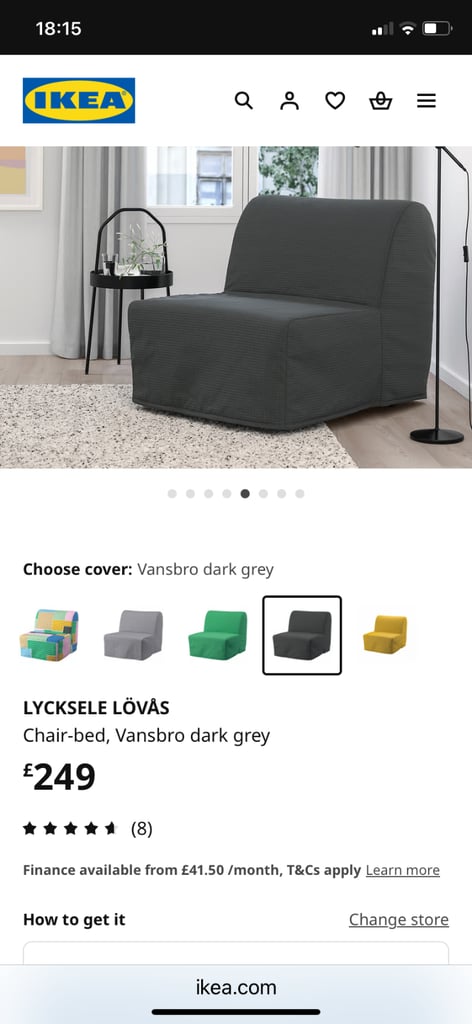 IKEA Lycksele futon style chair bed , dark grey 