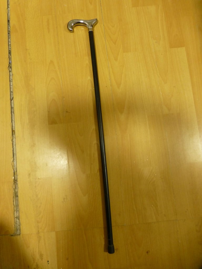 image for Walking Stick with chrome handle and black stock