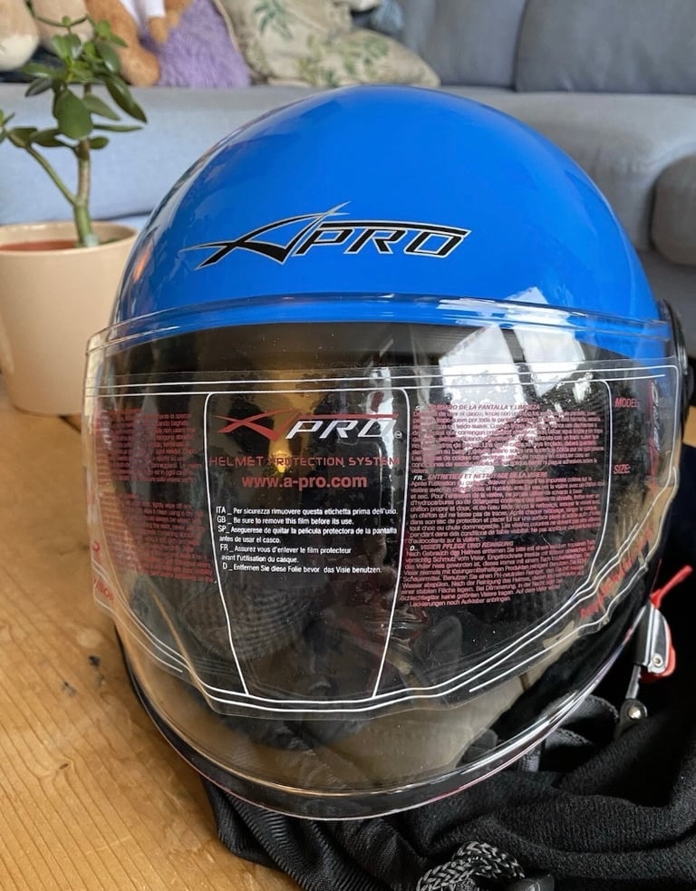 A-Pro Moped Scooter Helmet Half Face Visor XS 53-54cm