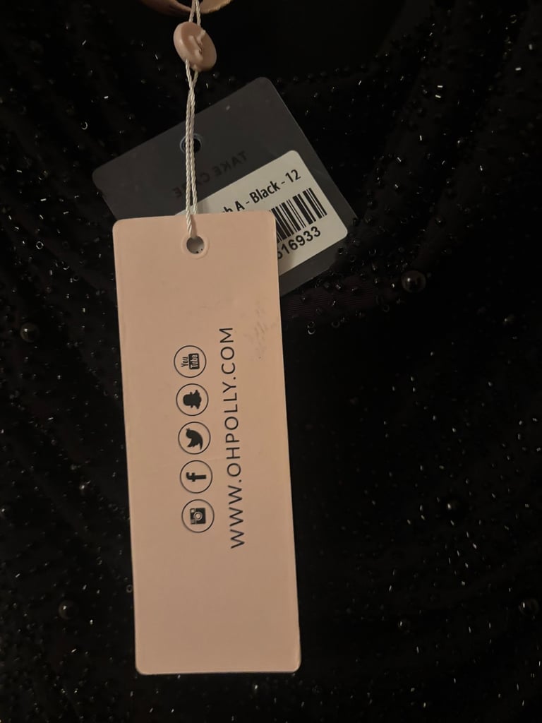 Oh Polly black beaded bodycon dress Size 12